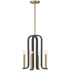 Savoy House Archway 14&quot; Wide Matte Black with Warm Brass 4-Light Penda