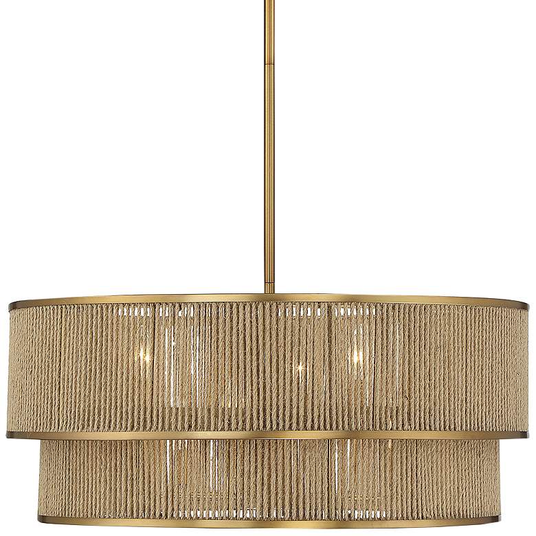 Image 1 Savoy House Ashburn 28" Wide Warm Brass and Rope Drum Chandelier