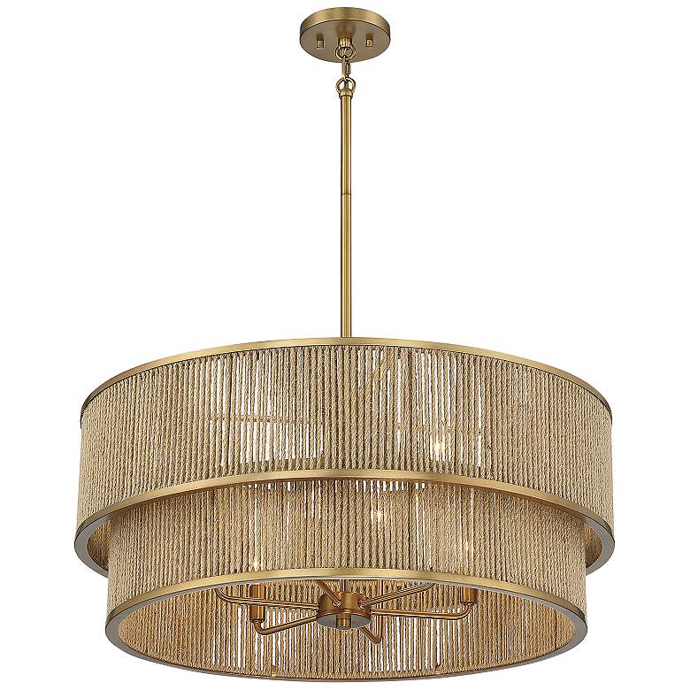 Image 4 Savoy House Ashburn 28" Wide Warm Brass and Rope Drum Chandelier more views