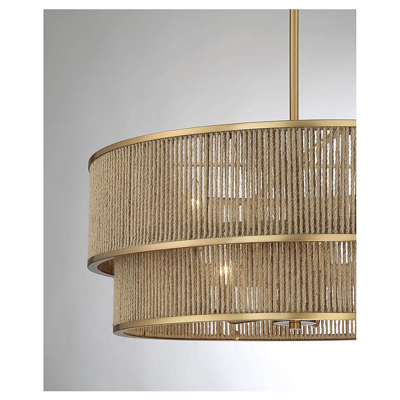 Image 5 Savoy House Ashburn 28" Wide Warm Brass and Rope Drum Chandelier more views