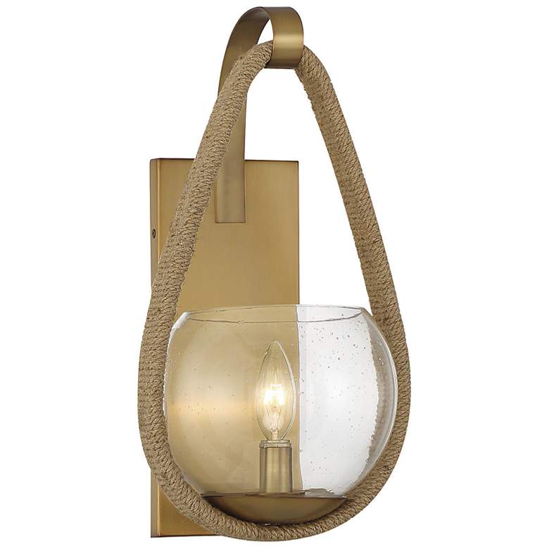 Image 1 Savoy House Ashe 16" High Warm Brass and Rope Wall Sconce