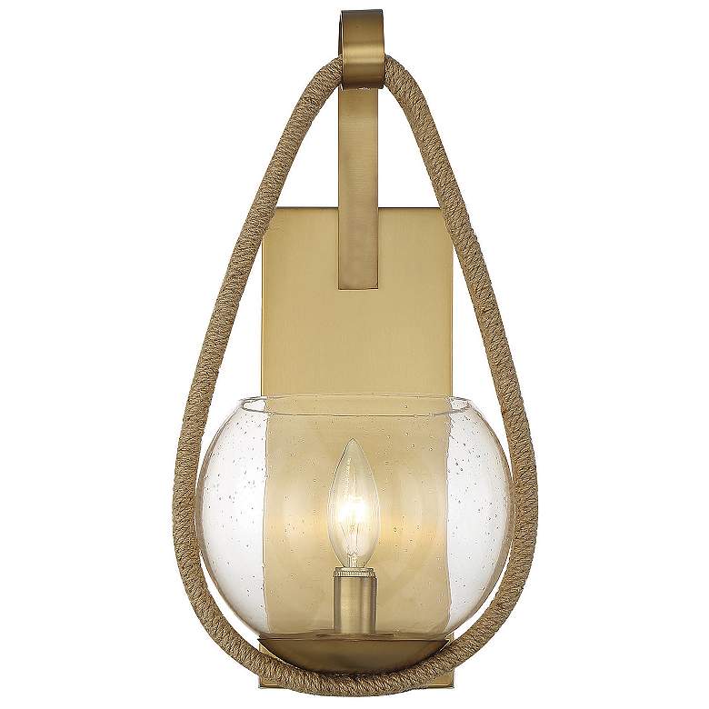 Image 3 Savoy House Ashe 16" High Warm Brass and Rope Wall Sconce more views