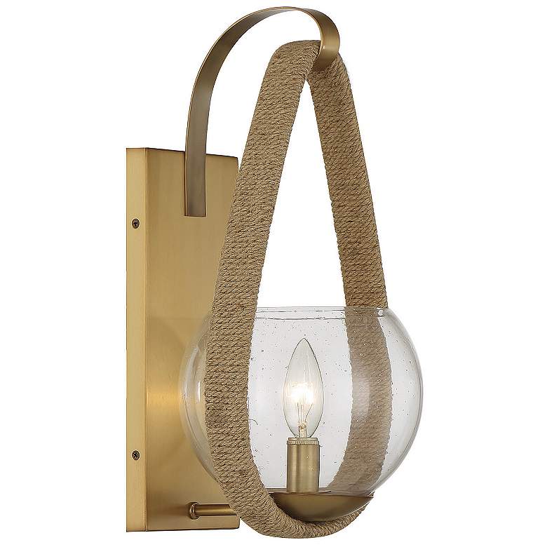 Image 4 Savoy House Ashe 16" High Warm Brass and Rope Wall Sconce more views