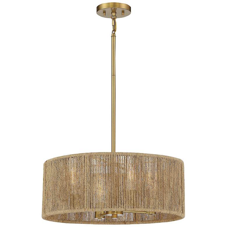 Image 3 Savoy House Ashe 20" Wide Warm Brass Rope 4-Light Drum Chandelier more views