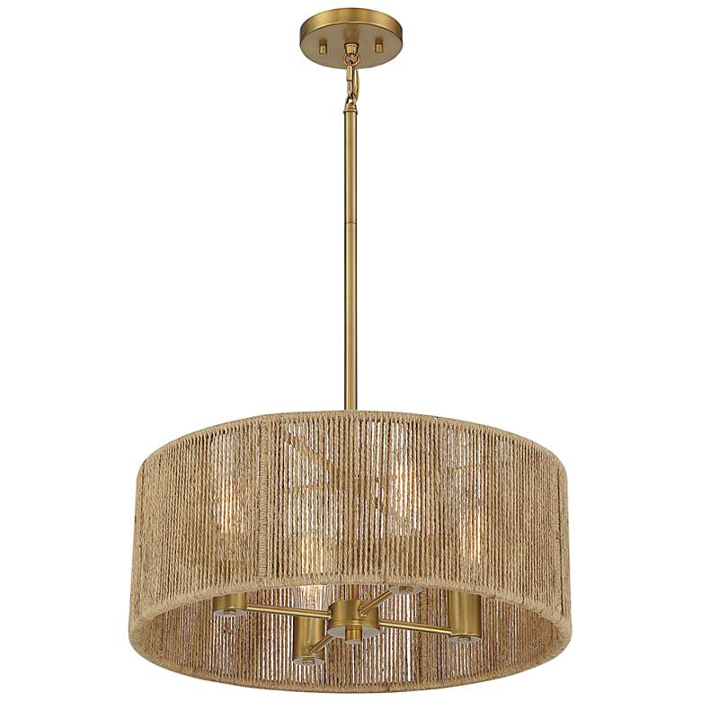 Image 4 Savoy House Ashe 20" Wide Warm Brass Rope 4-Light Drum Chandelier more views