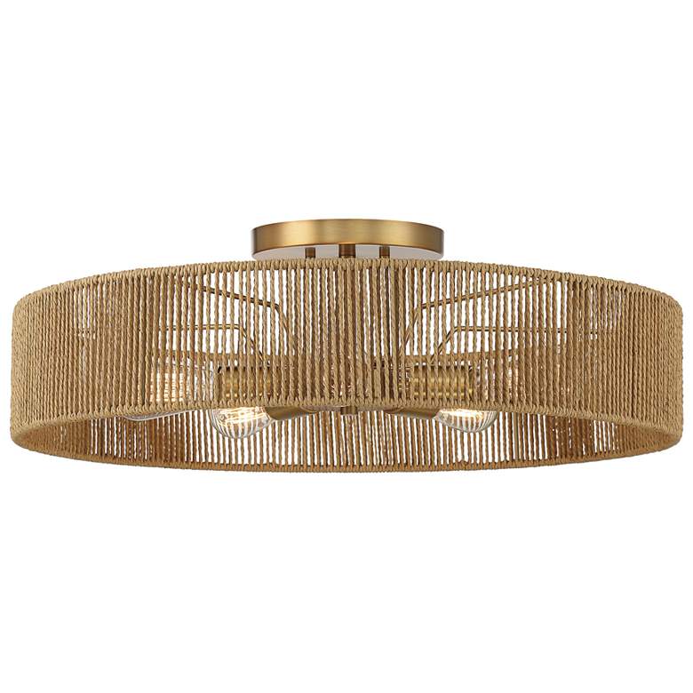 Image 1 Savoy House Ashe 24" Wide Warm Brass and Rope 5-Light Ceiling Light