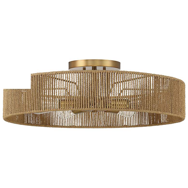 Image 2 Savoy House Ashe 24" Wide Warm Brass and Rope 5-Light Ceiling Light more views