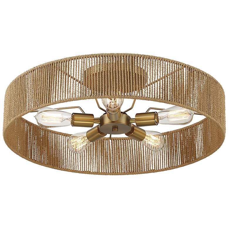 Image 4 Savoy House Ashe 24" Wide Warm Brass and Rope 5-Light Ceiling Light more views