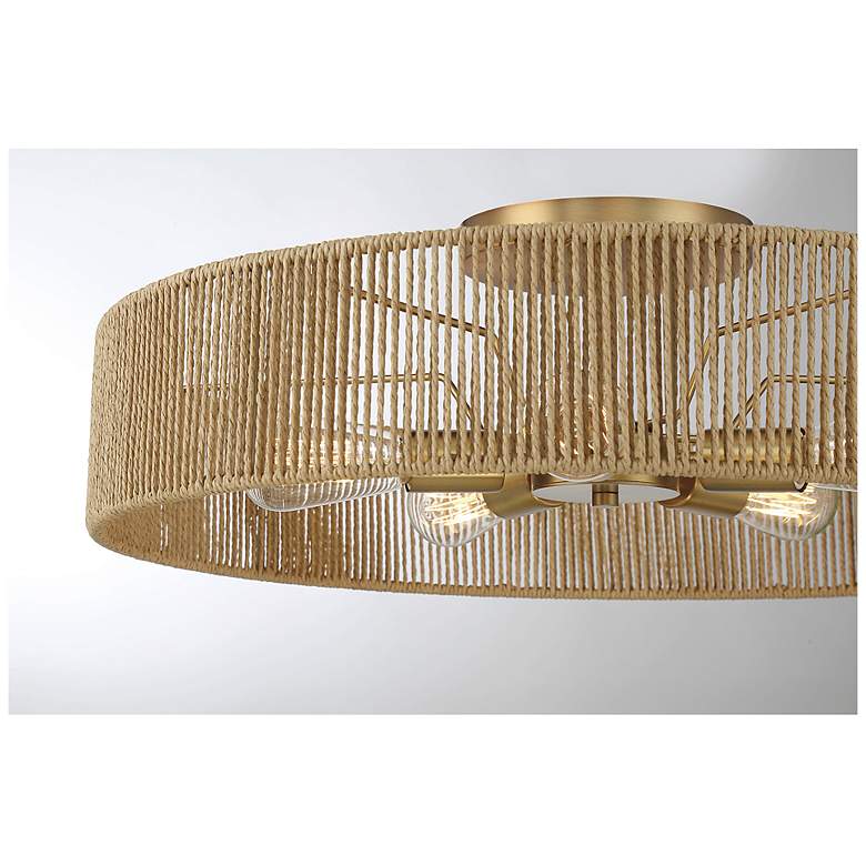 Image 5 Savoy House Ashe 24" Wide Warm Brass and Rope 5-Light Ceiling Light more views