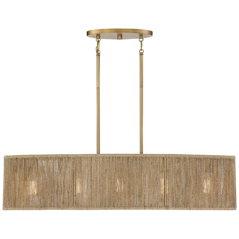 Image 4 Savoy House Ashe 42" Warm Brass and Rope 5-Light Oval Chandelier more views
