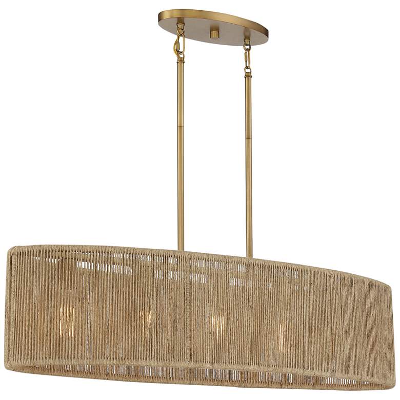 Image 5 Savoy House Ashe 42" Warm Brass and Rope 5-Light Oval Chandelier more views