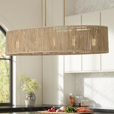 Savoy House Ashe 42" Warm Brass and Rope 5-Light Oval Chandelier