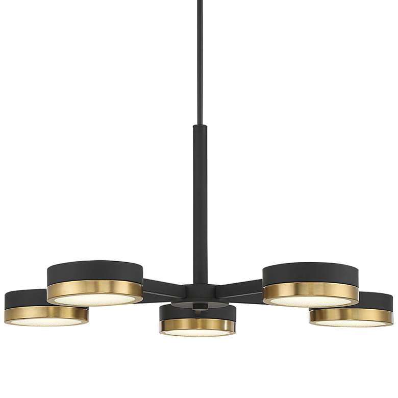 Image 1 Savoy House Ashor 34 inch Matte Black &#38; Warm Brass Integrated LED Chan