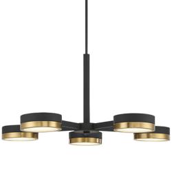 Savoy House Ashor 34&quot; Matte Black &#38; Warm Brass Integrated LED Chan