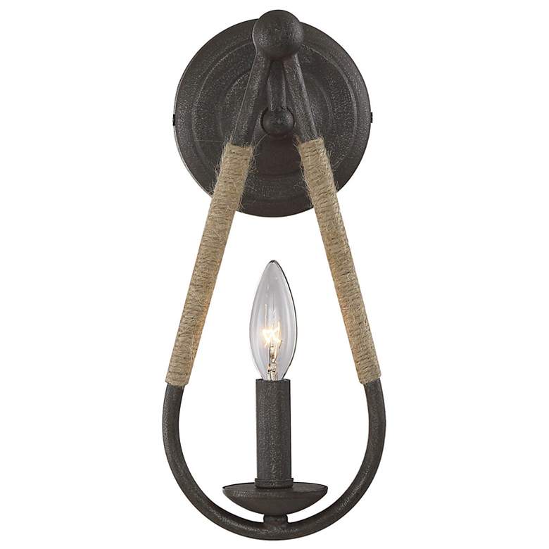 Image 1 Savoy House Avan 13" High Rusty Nail with Rope Wall Sconce