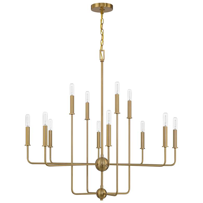 Image 2 Savoy House Avondale 34" Wide Warm Brass 12-Light Chandelier more views