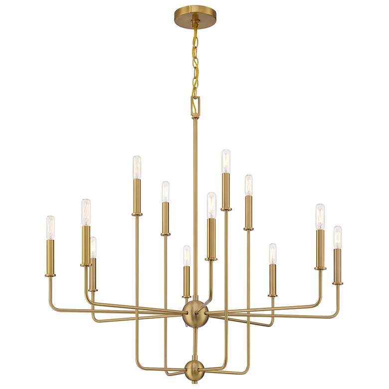 Image 3 Savoy House Avondale 34" Wide Warm Brass 12-Light Chandelier more views