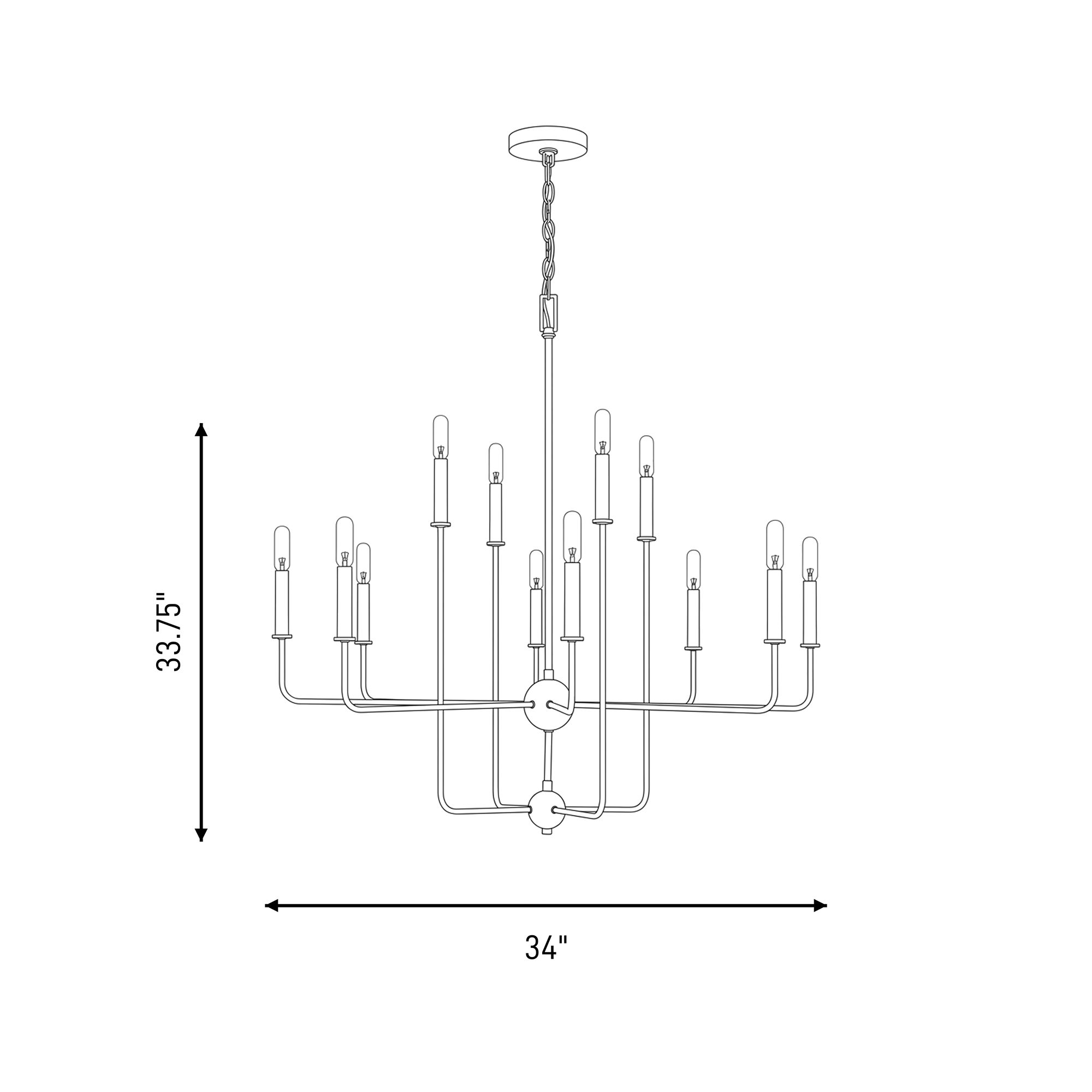 Savoy House Avondale 34" Wide Warm Brass 12-Light Chandelier