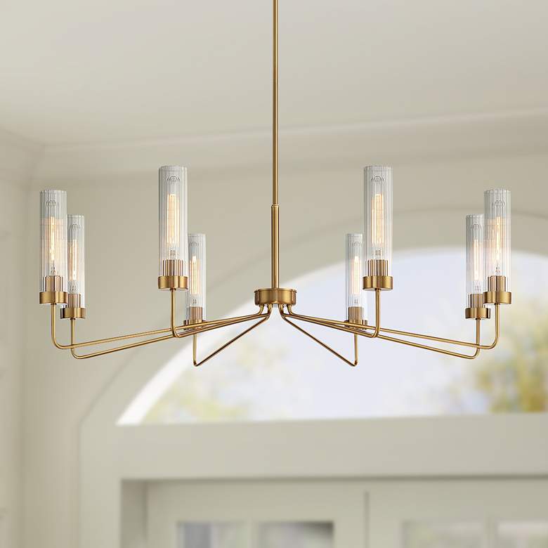 Image 1 Savoy House Baker 44" Wide Warm Brass 8-Light Chandelier