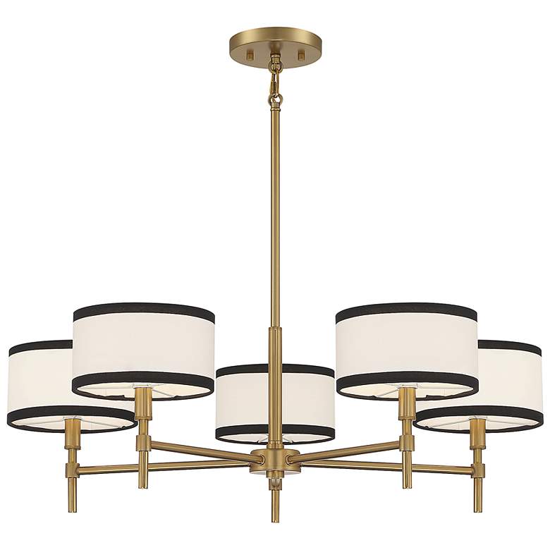 Image 5 Savoy House Bellevue 30"W Natural Brass 5-Light Chandelier more views