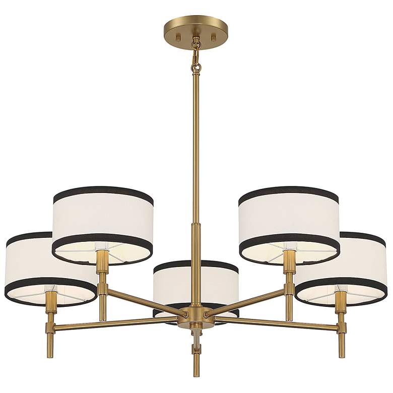 Image 6 Savoy House Bellevue 30"W Natural Brass 5-Light Chandelier more views