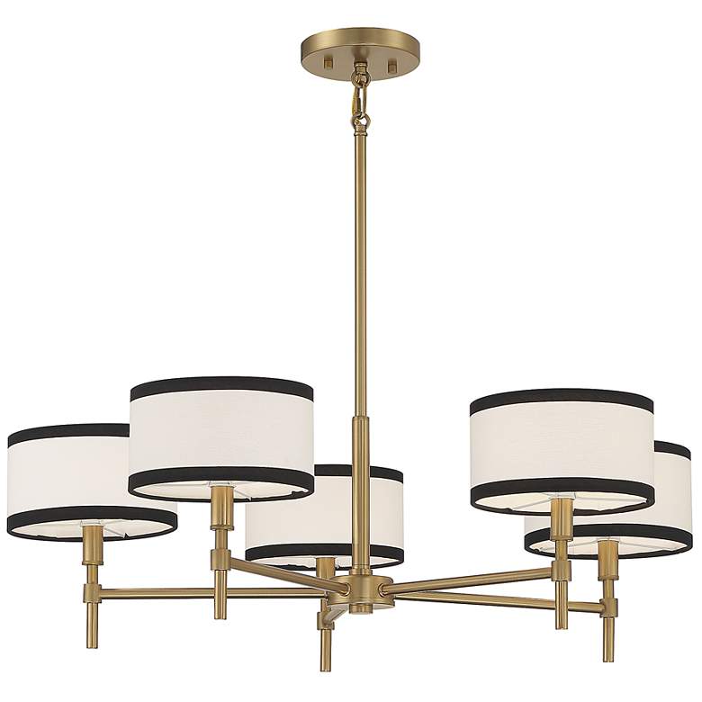 Image 7 Savoy House Bellevue 30"W Natural Brass 5-Light Chandelier more views