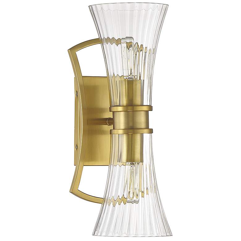 Image 2 Savoy House Bennington 15" High Warm Brass 2-Light Wall Sconce more views