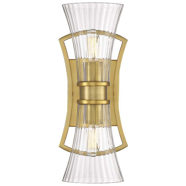 Image 3 Savoy House Bennington 15" High Warm Brass 2-Light Wall Sconce more views
