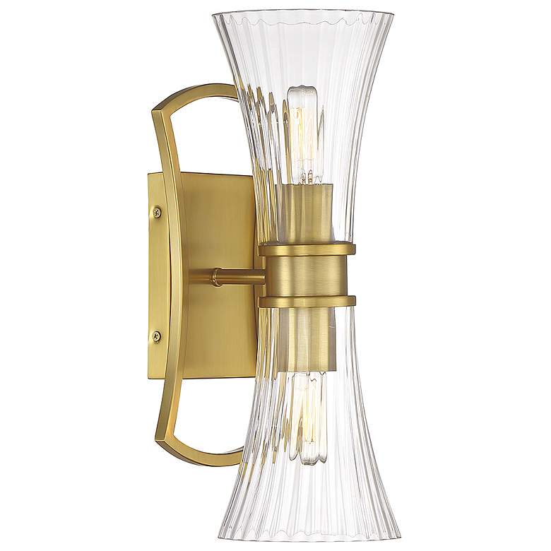 Image 4 Savoy House Bennington 15" High Warm Brass 2-Light Wall Sconce more views