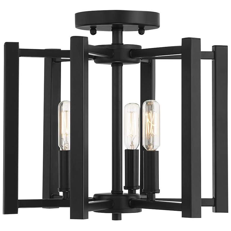 Image 1 Savoy House Benson 13"W Matte Black 3-Light Ceiling Light