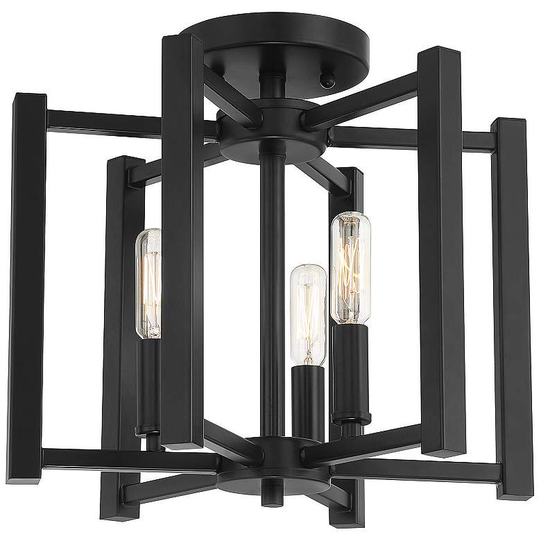 Image 4 Savoy House Benson 13"W Matte Black 3-Light Ceiling Light more views