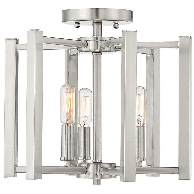Image 1 Savoy House Benson 13"W Satin Nickel 3-Light Ceiling Light
