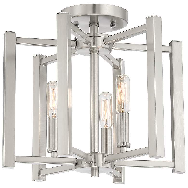 Image 3 Savoy House Benson 13"W Satin Nickel 3-Light Ceiling Light more views