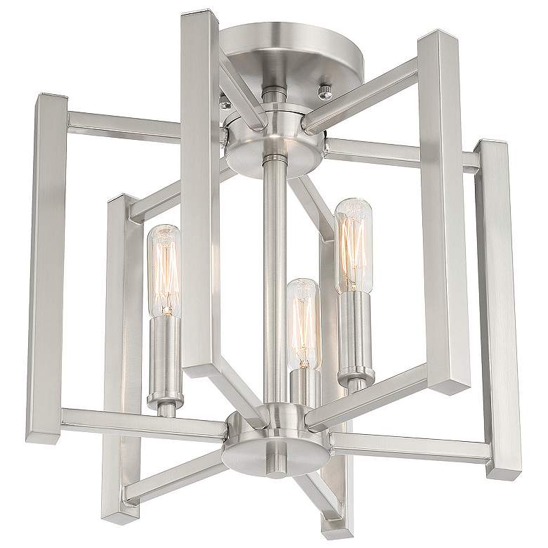 Image 4 Savoy House Benson 13"W Satin Nickel 3-Light Ceiling Light more views