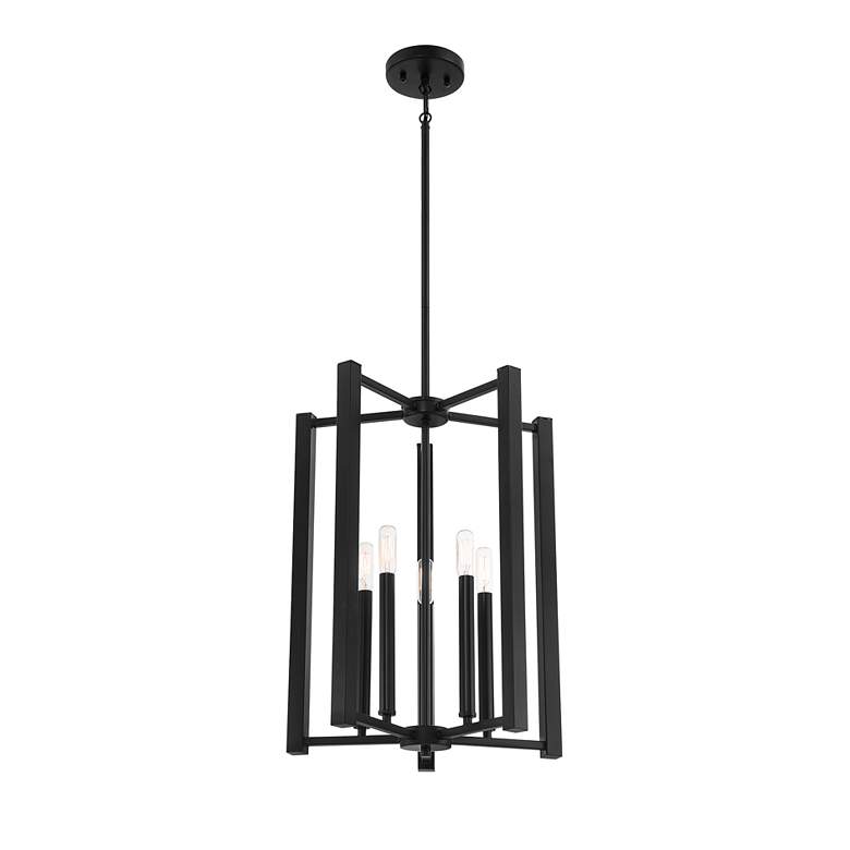 Image 3 Savoy House Benson 16" Wide Matte Black 5-Light Pendant more views