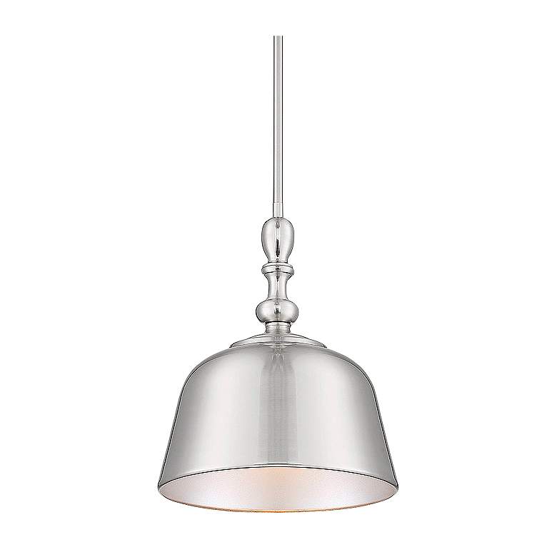 Image 1 Savoy House Berg 12" Wide Satin Nickel Bell Mini Pendant