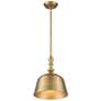6_Savoy House Berg 12" Wide Warm Brass Bell Mini Pendant more views