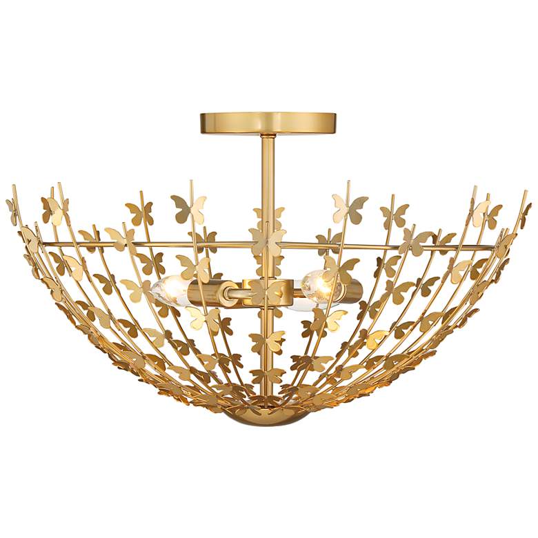 Image 1 Savoy House Birch 20"W Burnished Brass 3-Light Ceiling Light