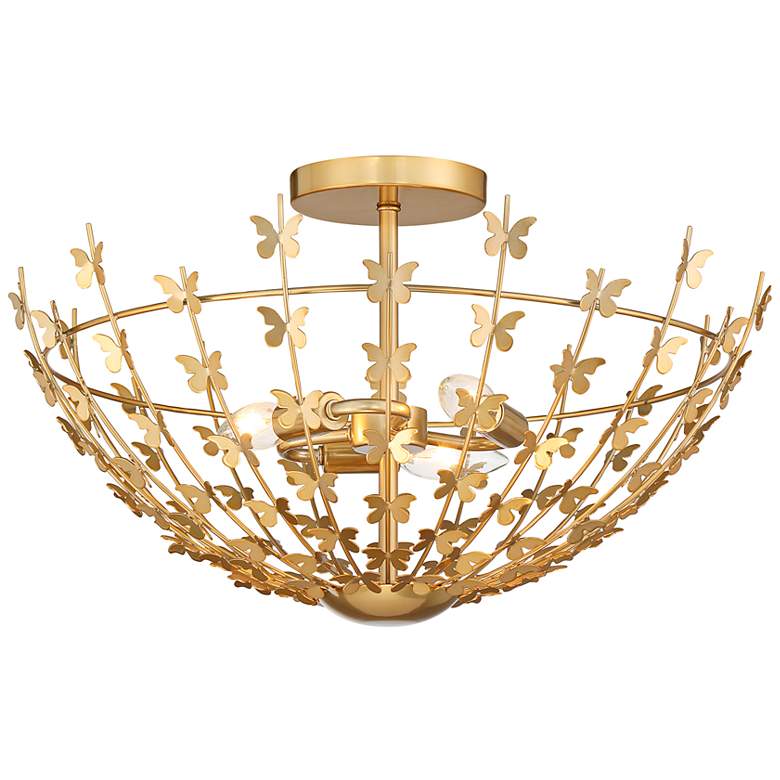 Image 4 Savoy House Birch 20"W Burnished Brass 3-Light Ceiling Light more views