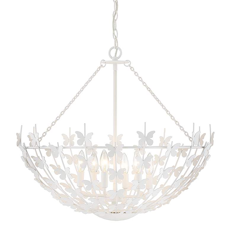 Image 1 Savoy House Birch 28" Wide Bisque White 6-Light Pendant