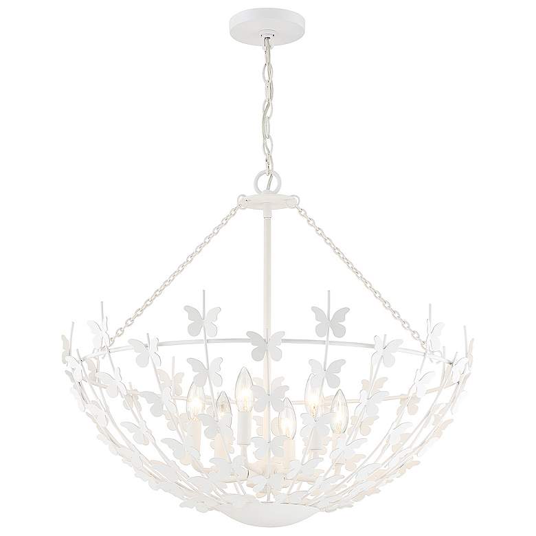 Image 6 Savoy House Birch 28" Wide Bisque White 6-Light Pendant more views