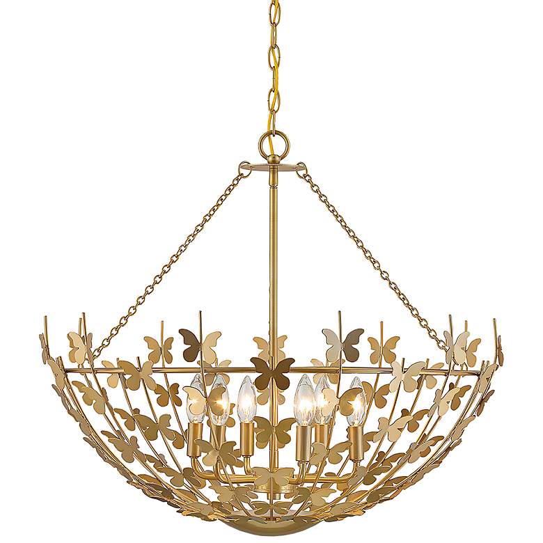 Image 2 Savoy House Birch 28" Wide Burnished Brass 6-Light Pendant