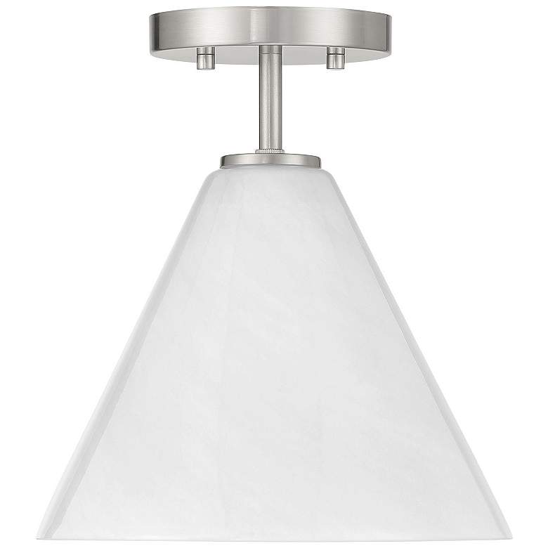 Image 2 Savoy House Blair 10" Wide Satin Nickel and White Ceiling Light more views
