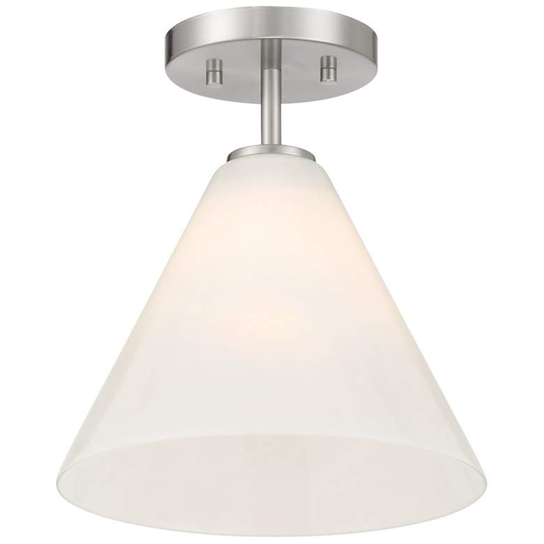 Image 3 Savoy House Blair 10" Wide Satin Nickel and White Ceiling Light more views