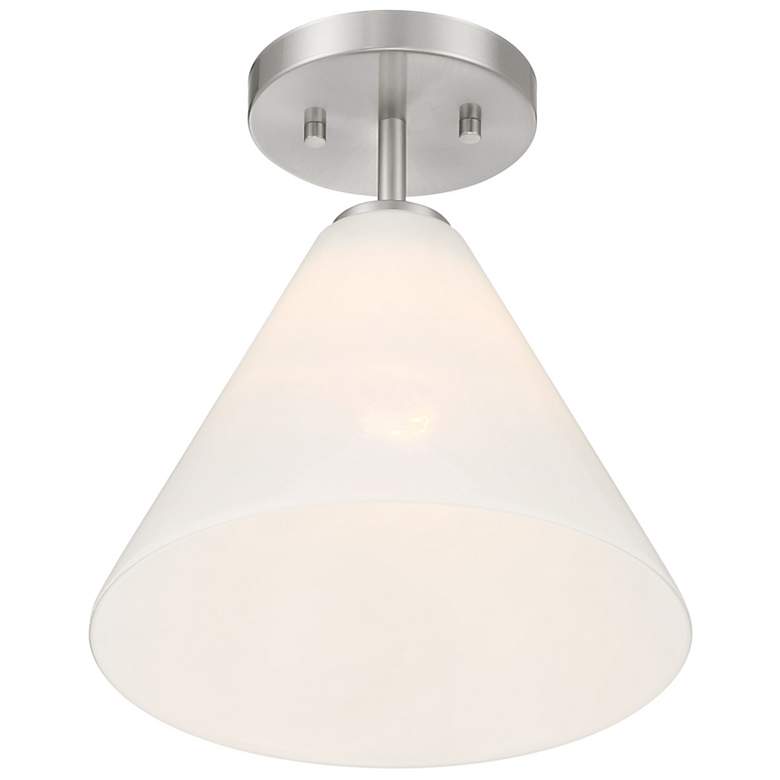 Image 4 Savoy House Blair 10" Wide Satin Nickel and White Ceiling Light more views