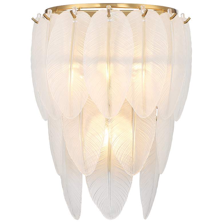 Image 1 Savoy House Boa 14" High Warm Brass Feather Wall Sconce