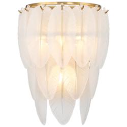 Savoy House Boa 14" High Warm Brass Feather Wall Sconce