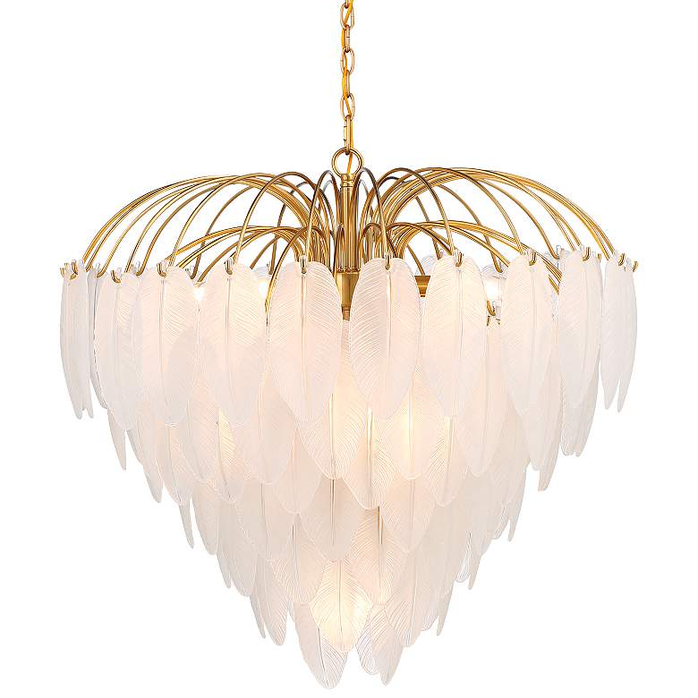 Image 2 Savoy House Boa 27"W Warm Brass Chandelier w/ Frosted Glass