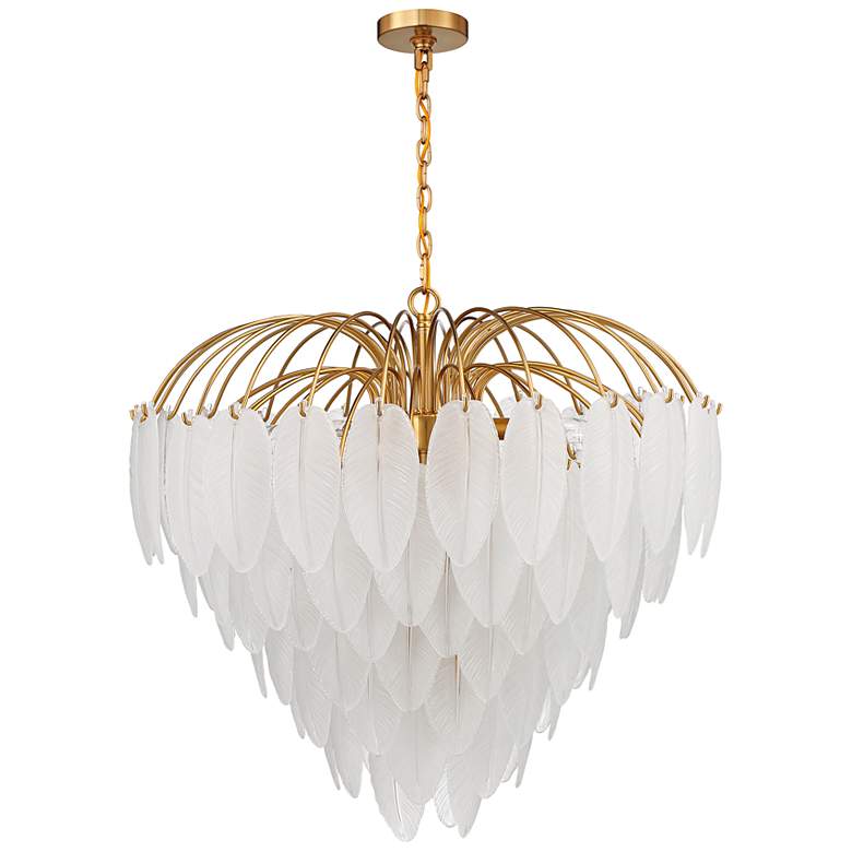 Image 6 Savoy House Boa 27"W Warm Brass Chandelier w/ Frosted Glass more views