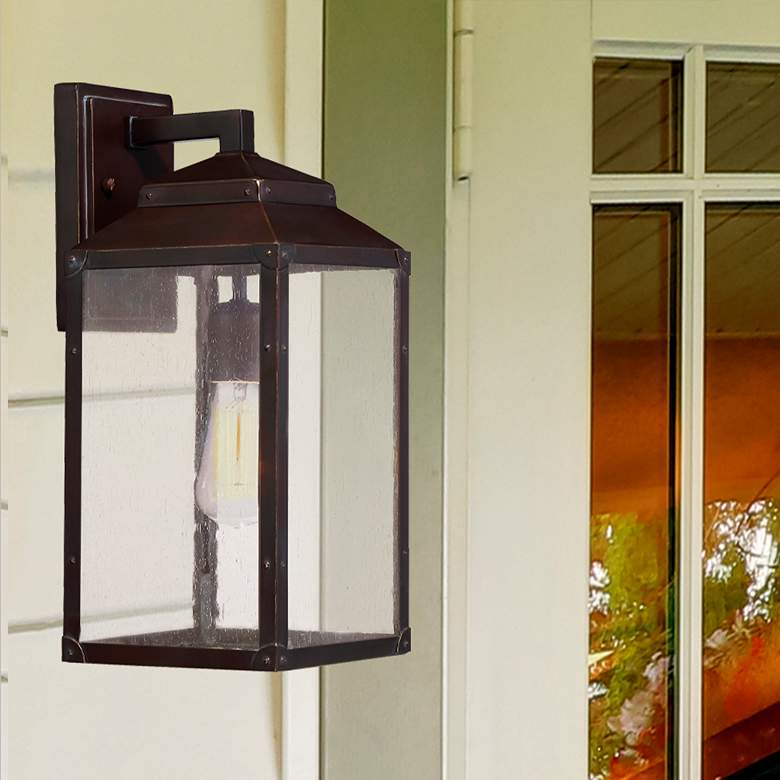 Image 1 Savoy House Brennan 15"H English Bronze Outdoor Wall Light